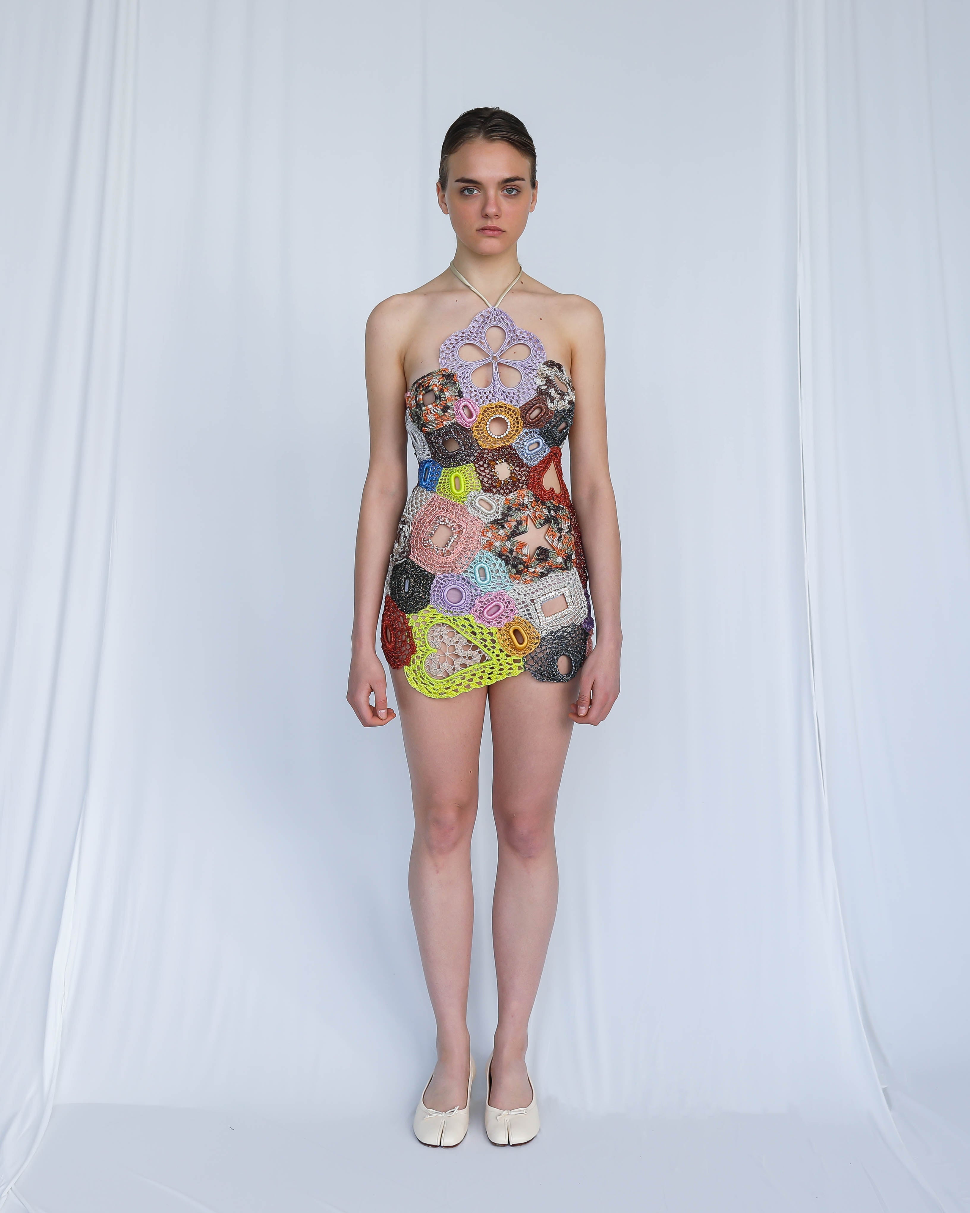 Crochet Crystal Mini Dress