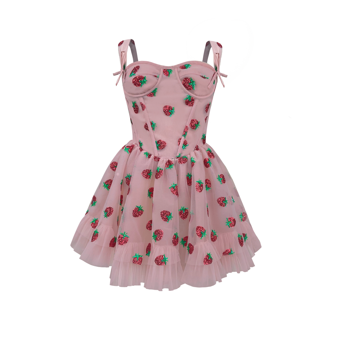 strawberry dress Corset Strawberry Mini Dress M / Pink