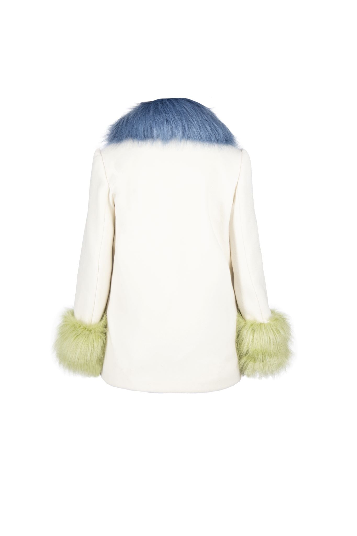 coat with apartment furniture embroidery, hand made figures and fur