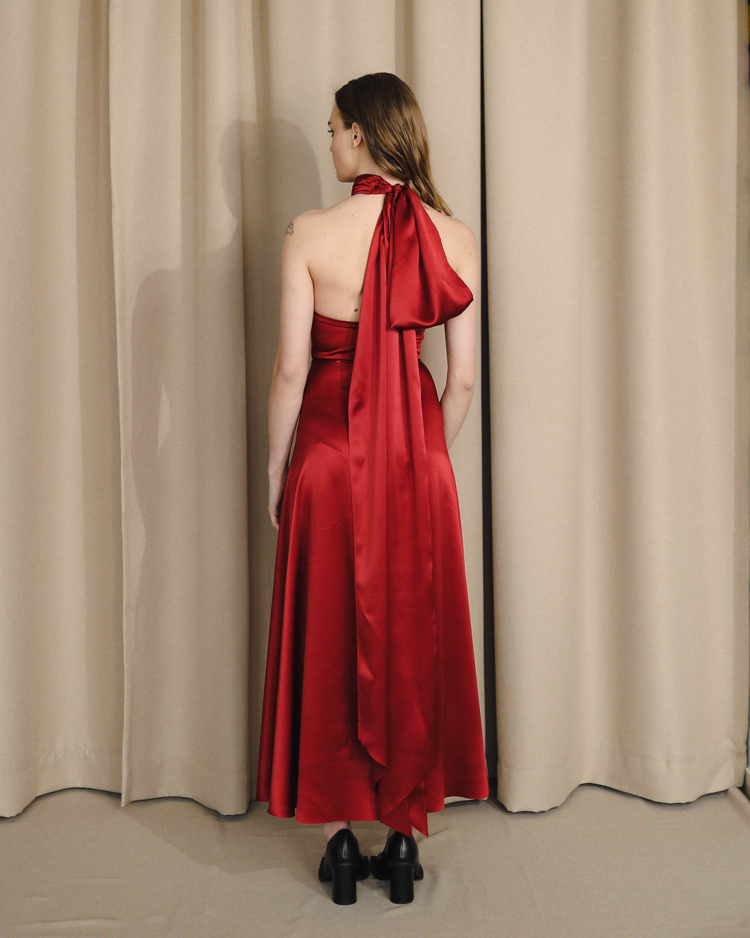 Maroon Heart Cutout Dress