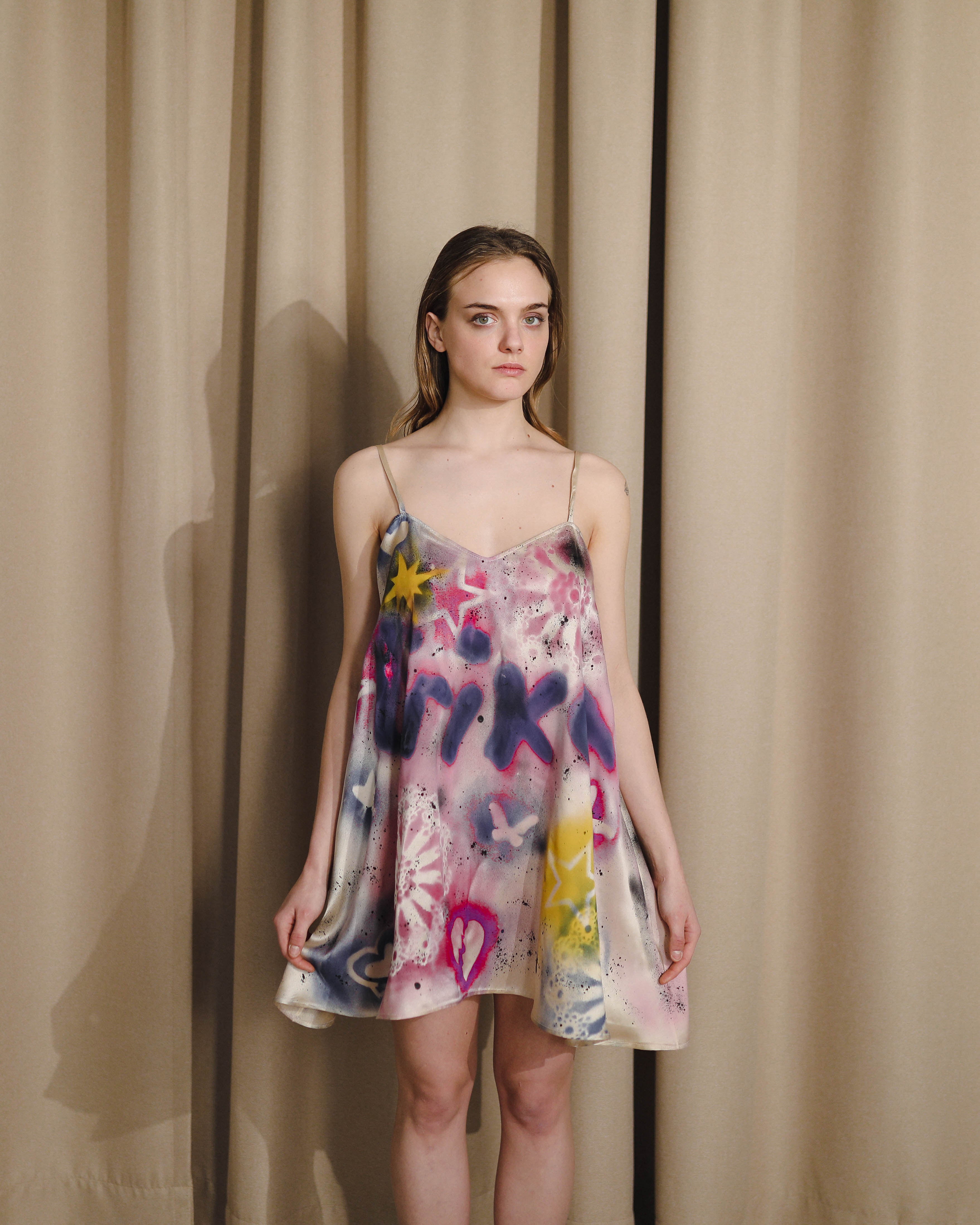 Spray Painted Silk Dress
