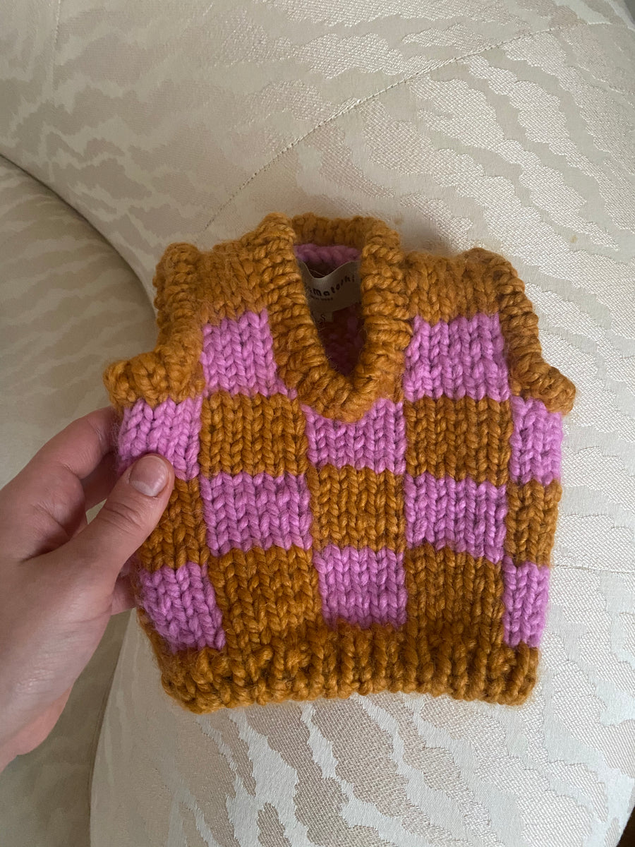 Checkered Knit Vest For Pets