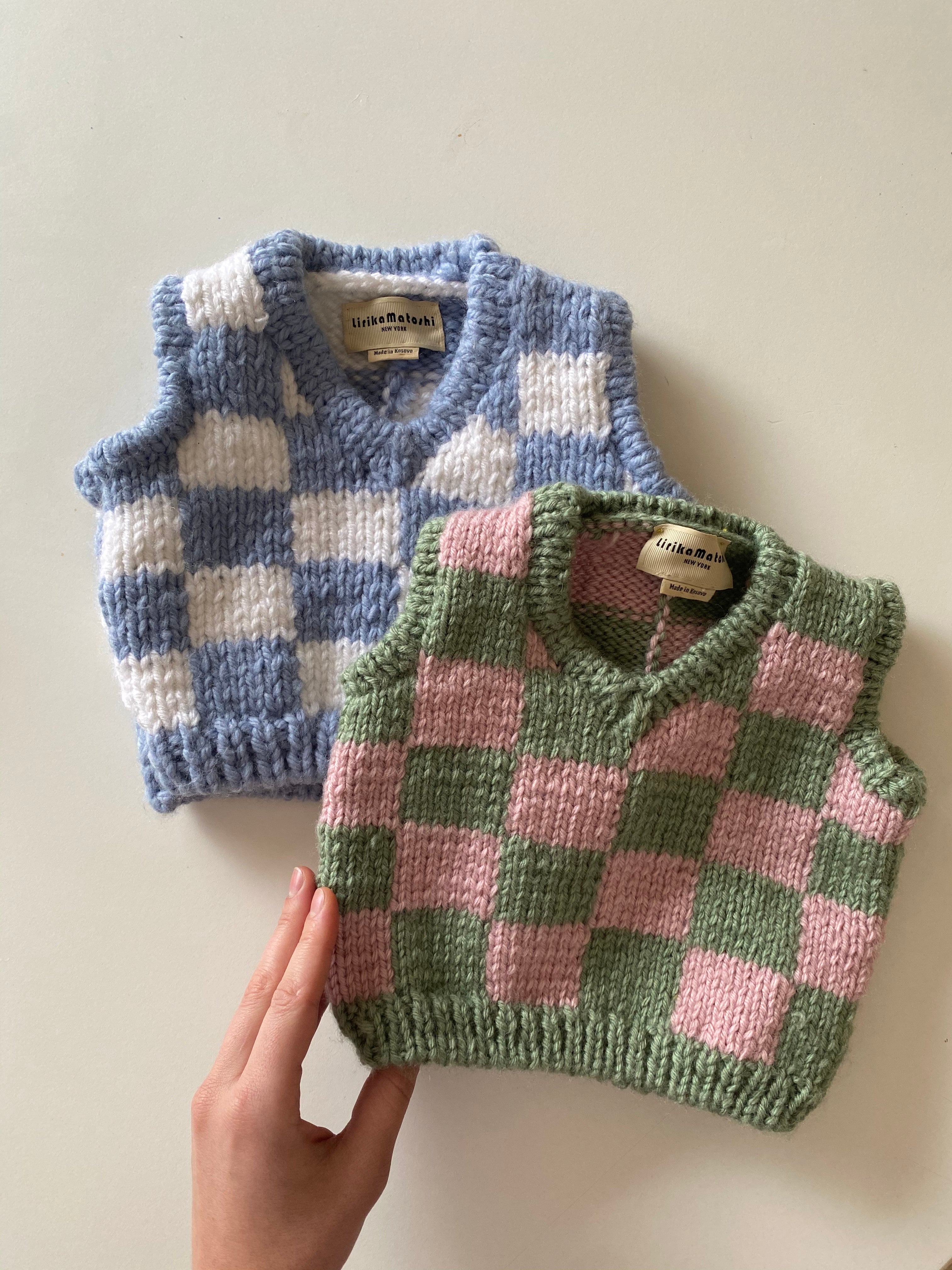 Checkered Knit Vest For Pets