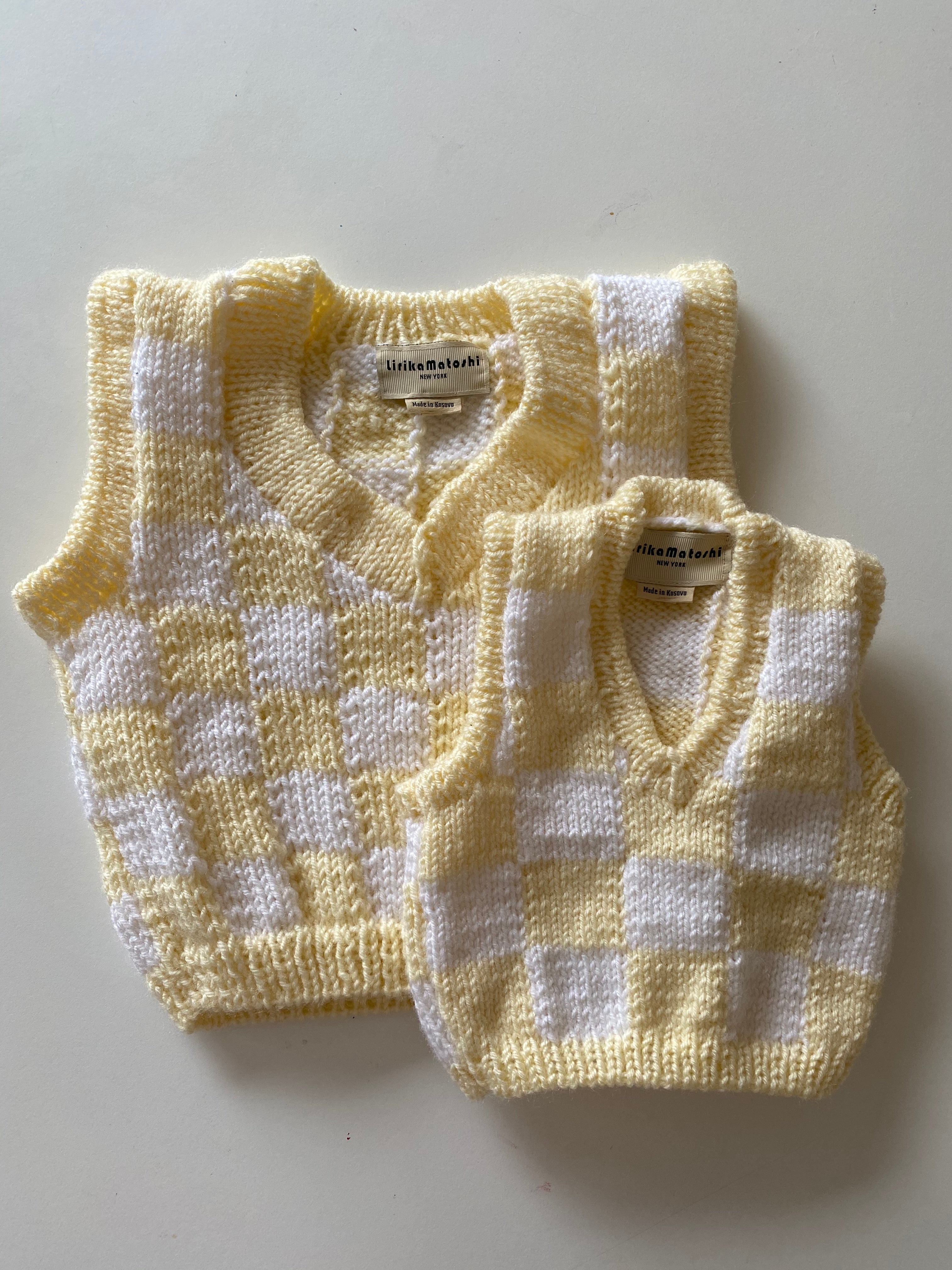 Checkered Knit Vest For Pets