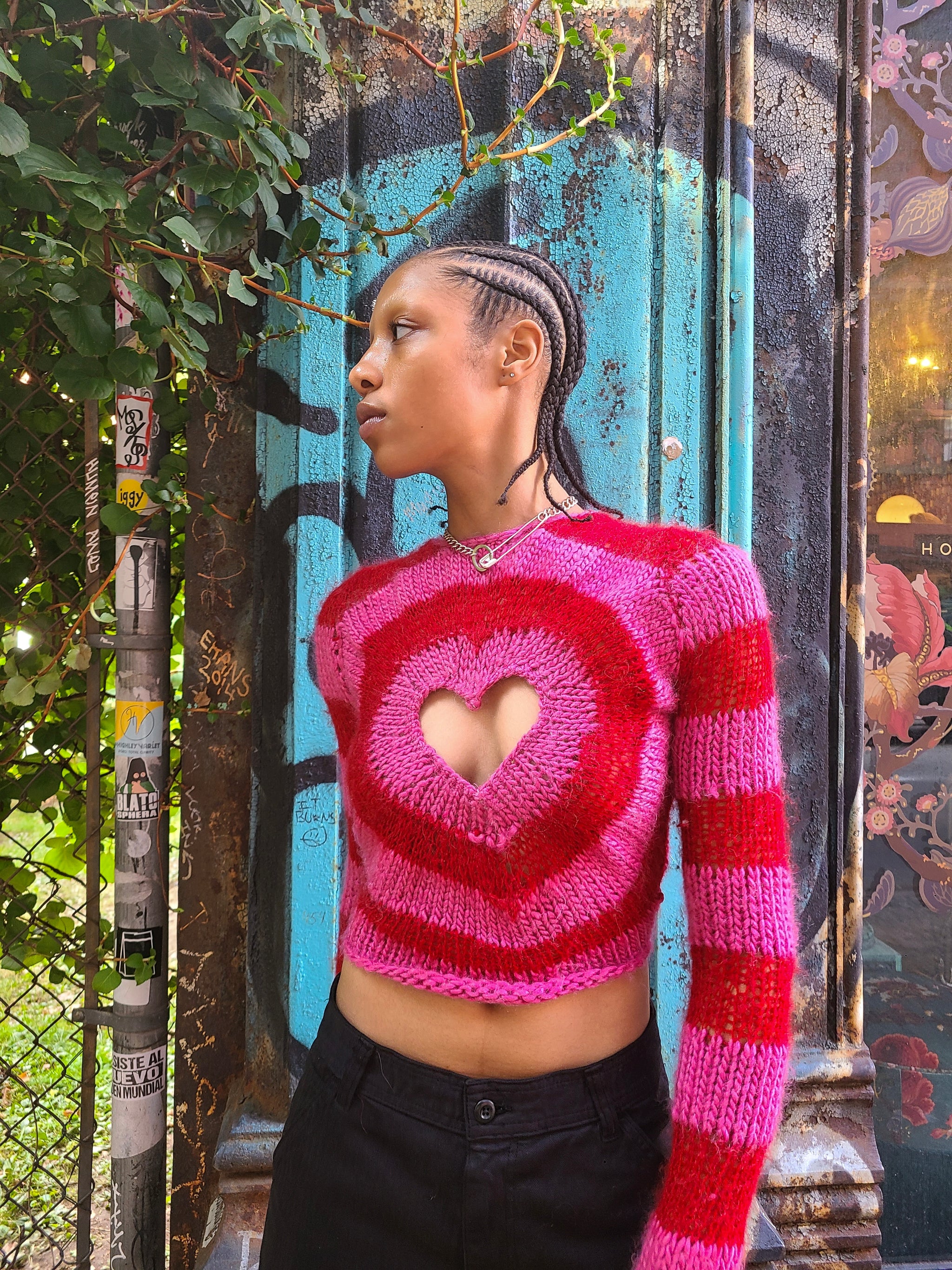 Heart cut out sweater outlet