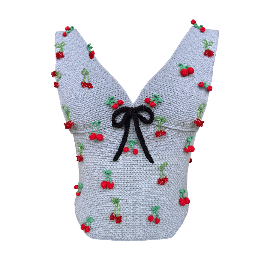 Beaded Crochet Cherries